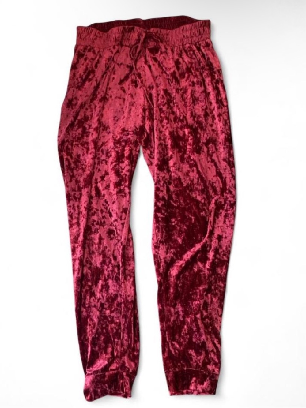 Burgundy Velvet High Rise Jogger Lounge Pants Size Women’s XL
